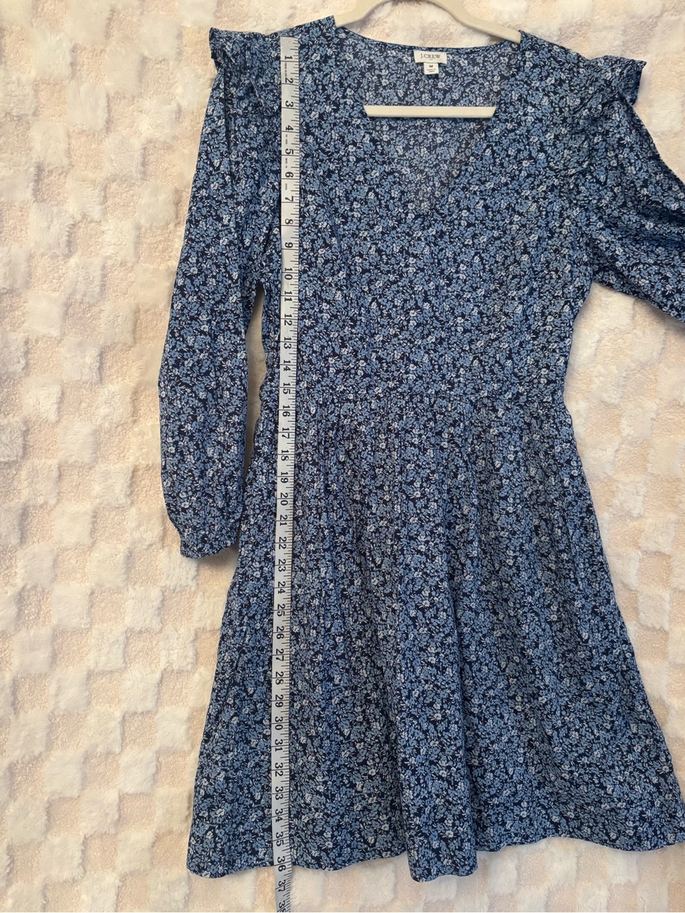 J. Crew Navy Floral Long Sleeve Dress 100  % cotton Size M - Picture 8 of 8